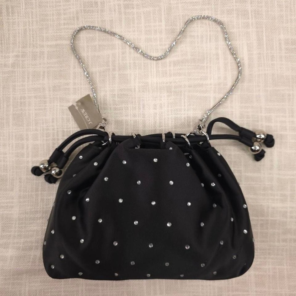 J.Crew Drawstring pouch bag in crystal-embellished satin